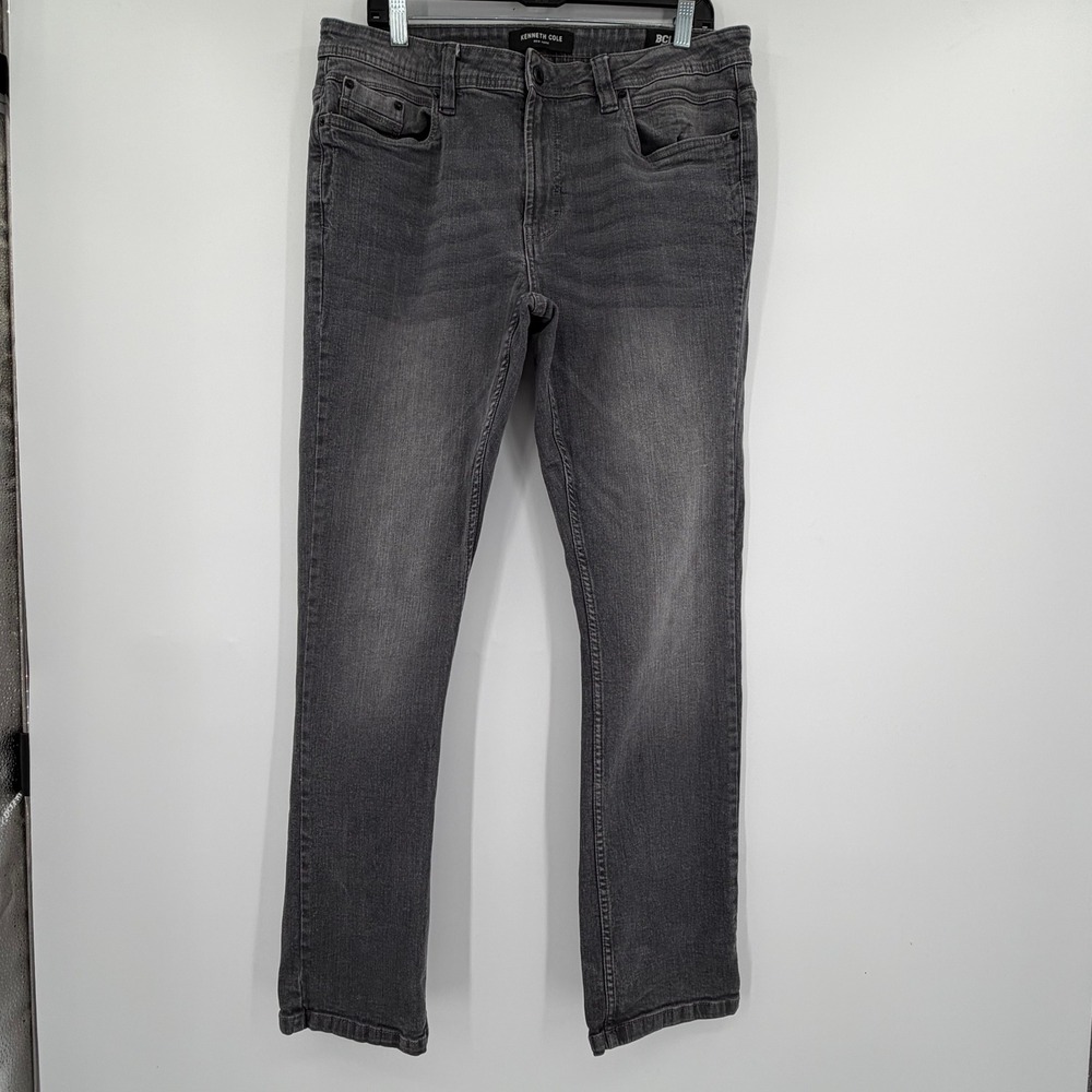 Kenneth Cole New York Slim Fit Charcoal Gray Stretch Denim Jean Mens 34x32